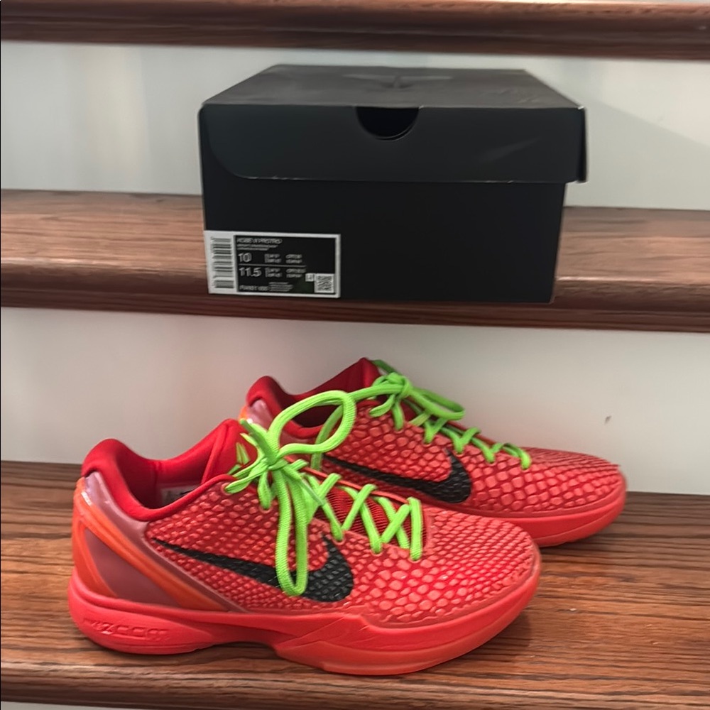 Nike Kobe VI Protro Grinch Red and Green Athletic Shoes mens 10
